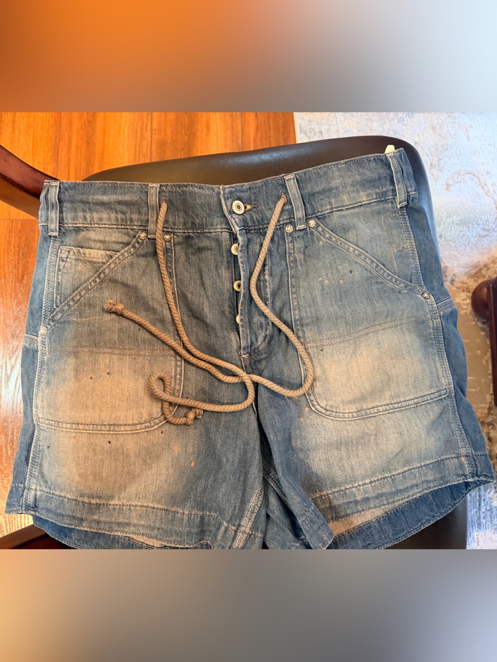 We The Free Distressed Blue Jean Shorts with Rope Tie second chances low slung